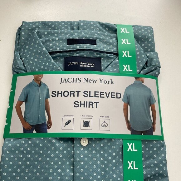 NEW Jachs New York Men's XL Short Sleeved Button-Up Shirt Green Printed - Picture 5 of 8
